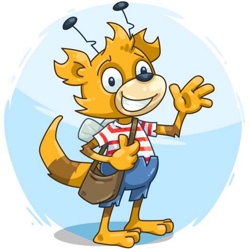 Benson, the WallaBee wallaby, waving